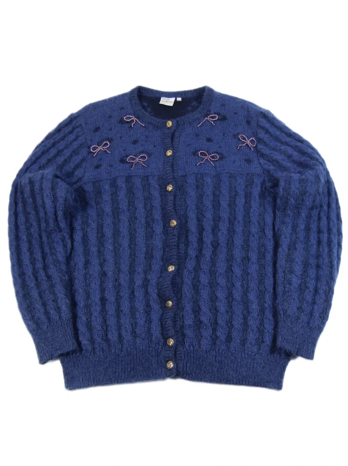 CARDIGAN VINTAGE DIN BLEND DE MOHAIR CU BRODERIE DECORATIVA