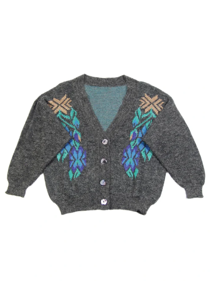 CARDIGAN VINTAGE CU INSERTIE DE FIR METALIC SI BRODERIE