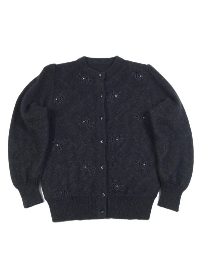 CARDIGAN VINTAGE CU BRODERIE FLORALA SI APLICATII