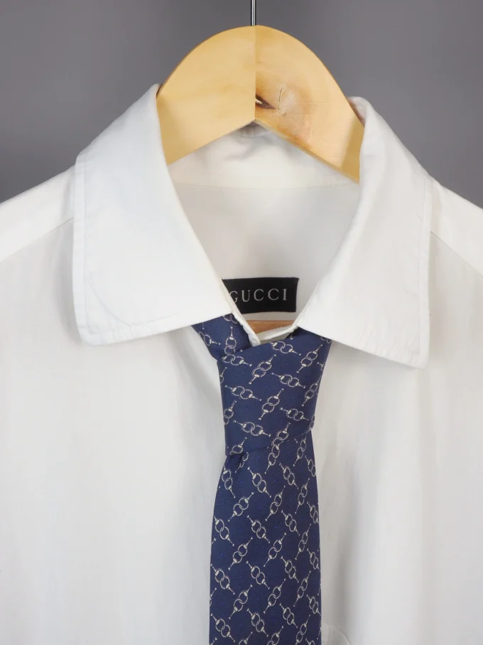 CRAVATA GUCCI VINTAGE DIN MATASE CU PRINT HORSEBIT