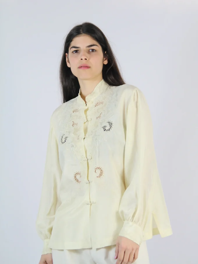 CAMASA VINTAGE ORIENTALA DIN MATASE BRODATA MANUAL