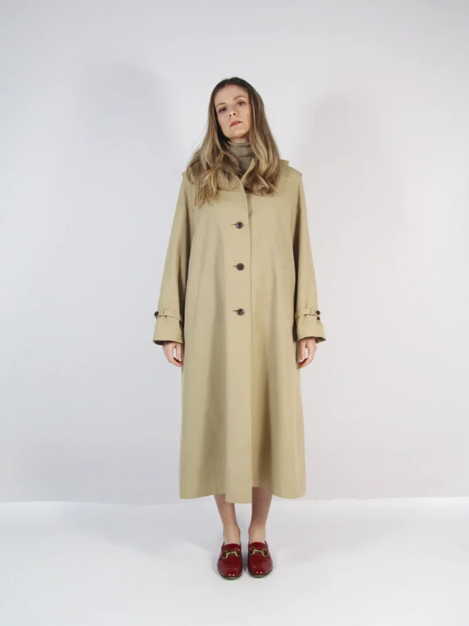 TRENCH VINTAGE LUNG CU GLUGA DETASABILA