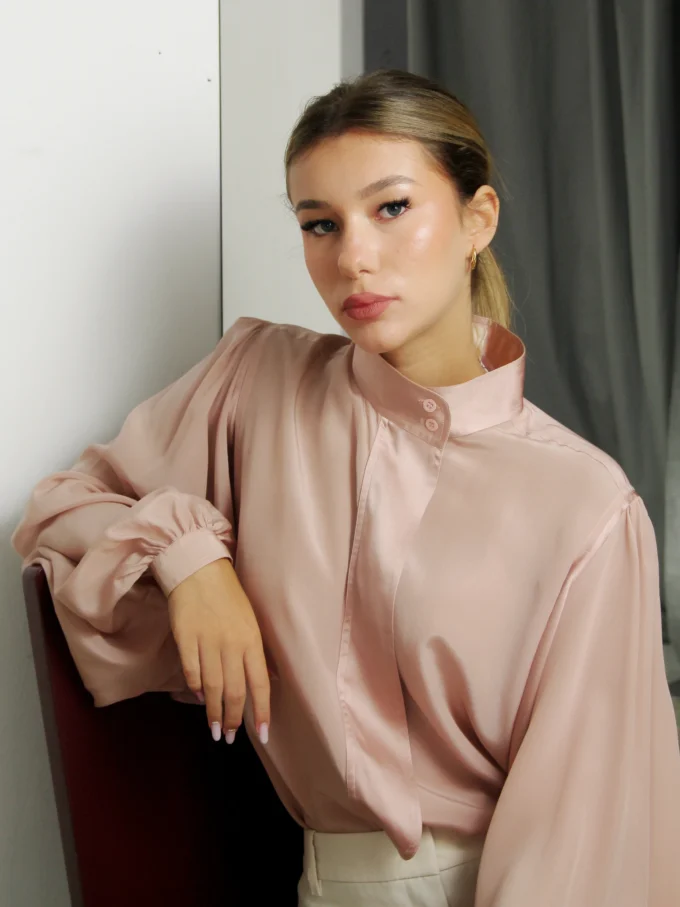 CAMASA VINTAGE DIN MATASE CU MANECI AMPLE