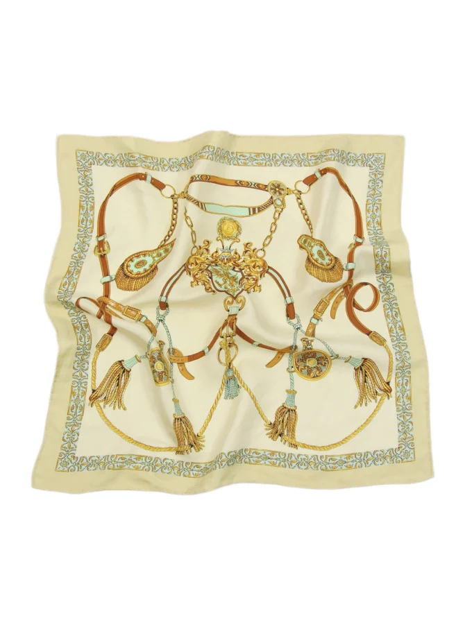 ESARFA VINTAGE DIN MATASE CU PRINT ECVESTRU