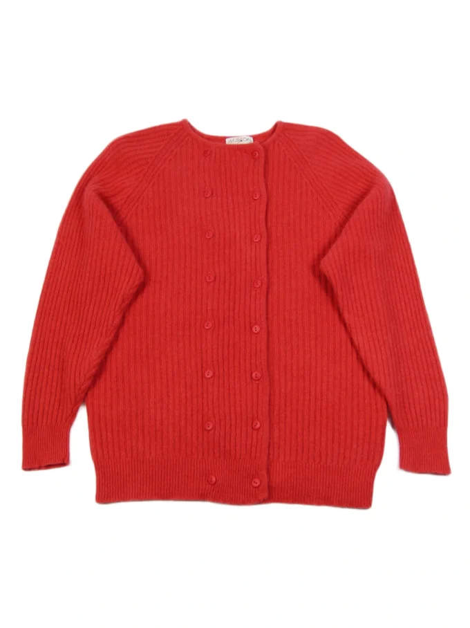 CARDIGAN VINTAGE CU TEXTURA RIB DIN BLEND DE LANA SI ANOGRA