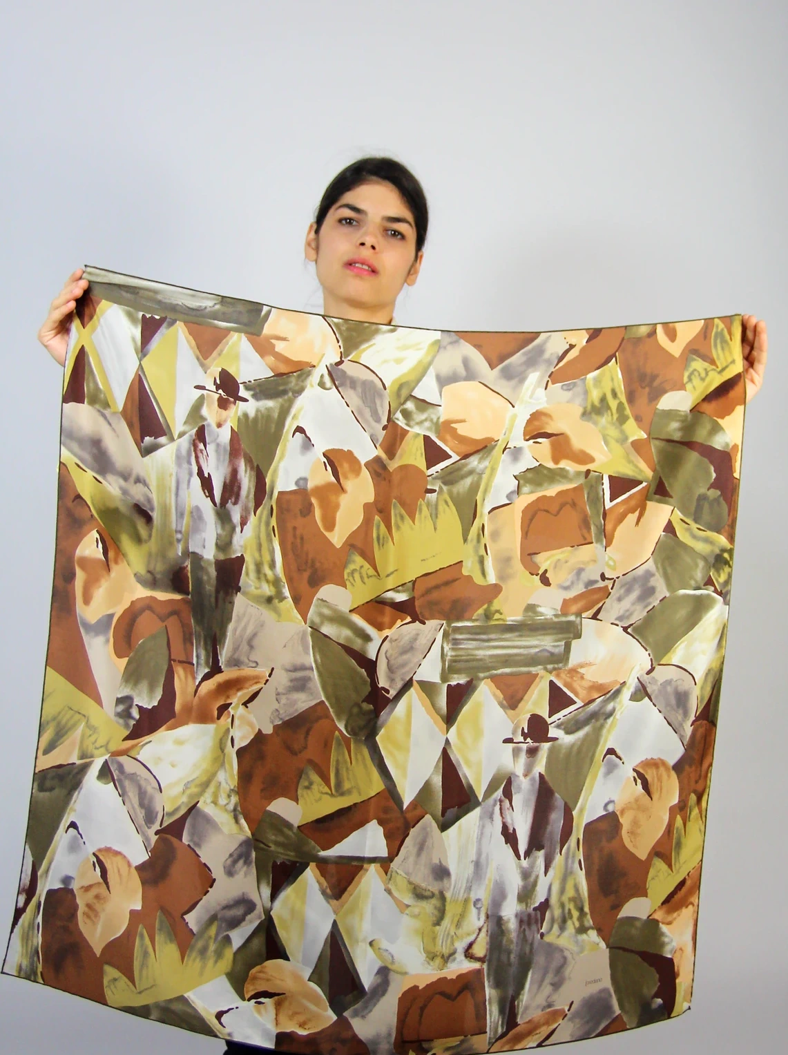 ESARFA VINTAGE DIN MATASE CU IMPRIMEU ABSTRACT - imagine 8