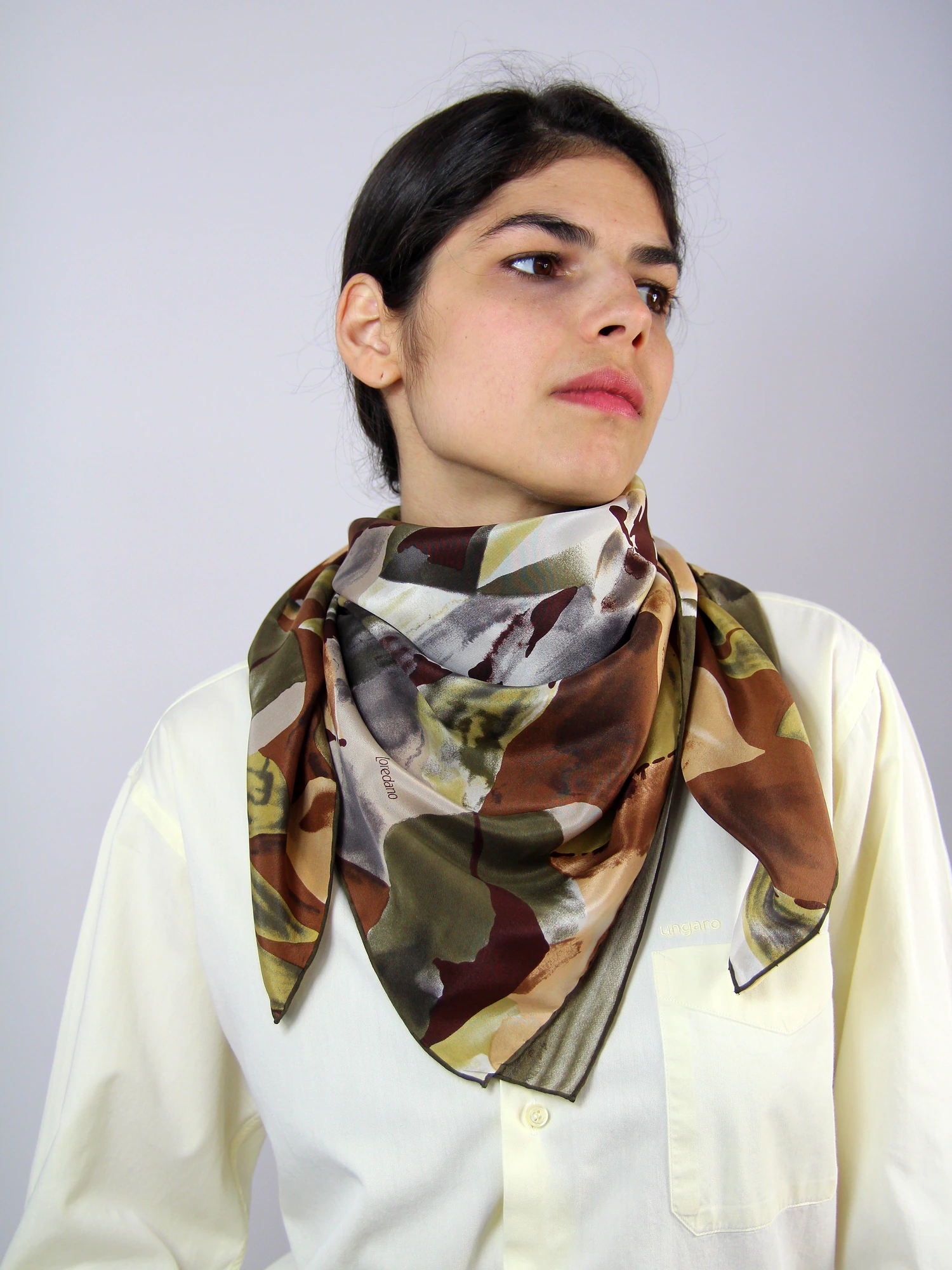 ESARFA VINTAGE DIN MATASE CU IMPRIMEU ABSTRACT - imagine 2