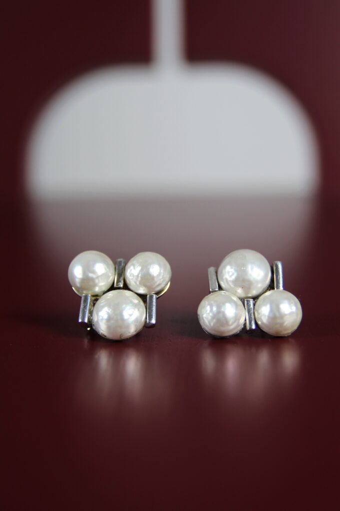 CERCEI VINTAGE ARGINT CU PERLE