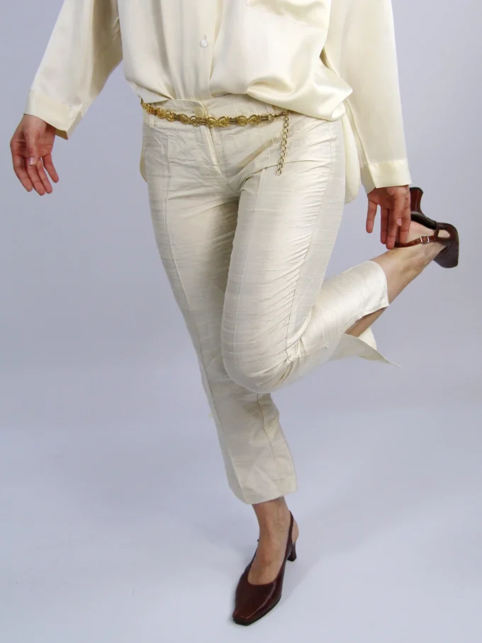 PANTALONI Y2K CAPRI DIN MATASE SHANTUNG