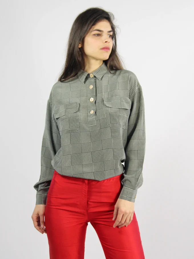 CAMASA VINTAGE DIN MATASE CU IMPRIMEU PEPIT