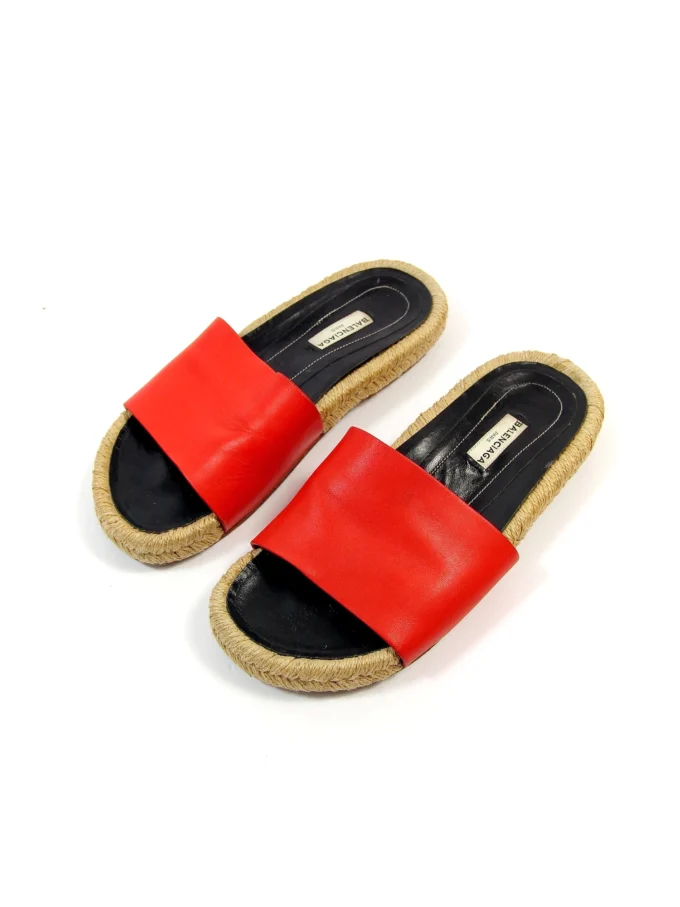 SABOTI BALENCIAGA DIN PIELE CU TALPA DIN IUTA