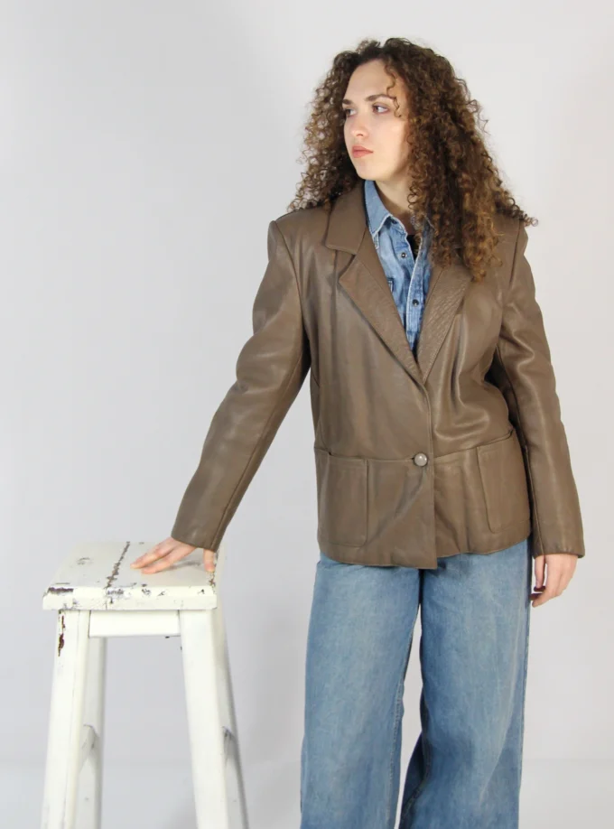 GEACA VINTAGE DIN PIELE CU REVERE TEXTURATE