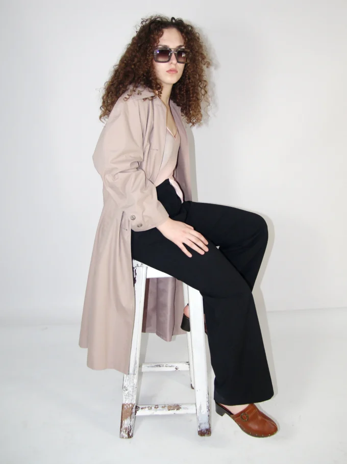 TRENCH VINTAGE DUSTY PINK CU CROI DREPT