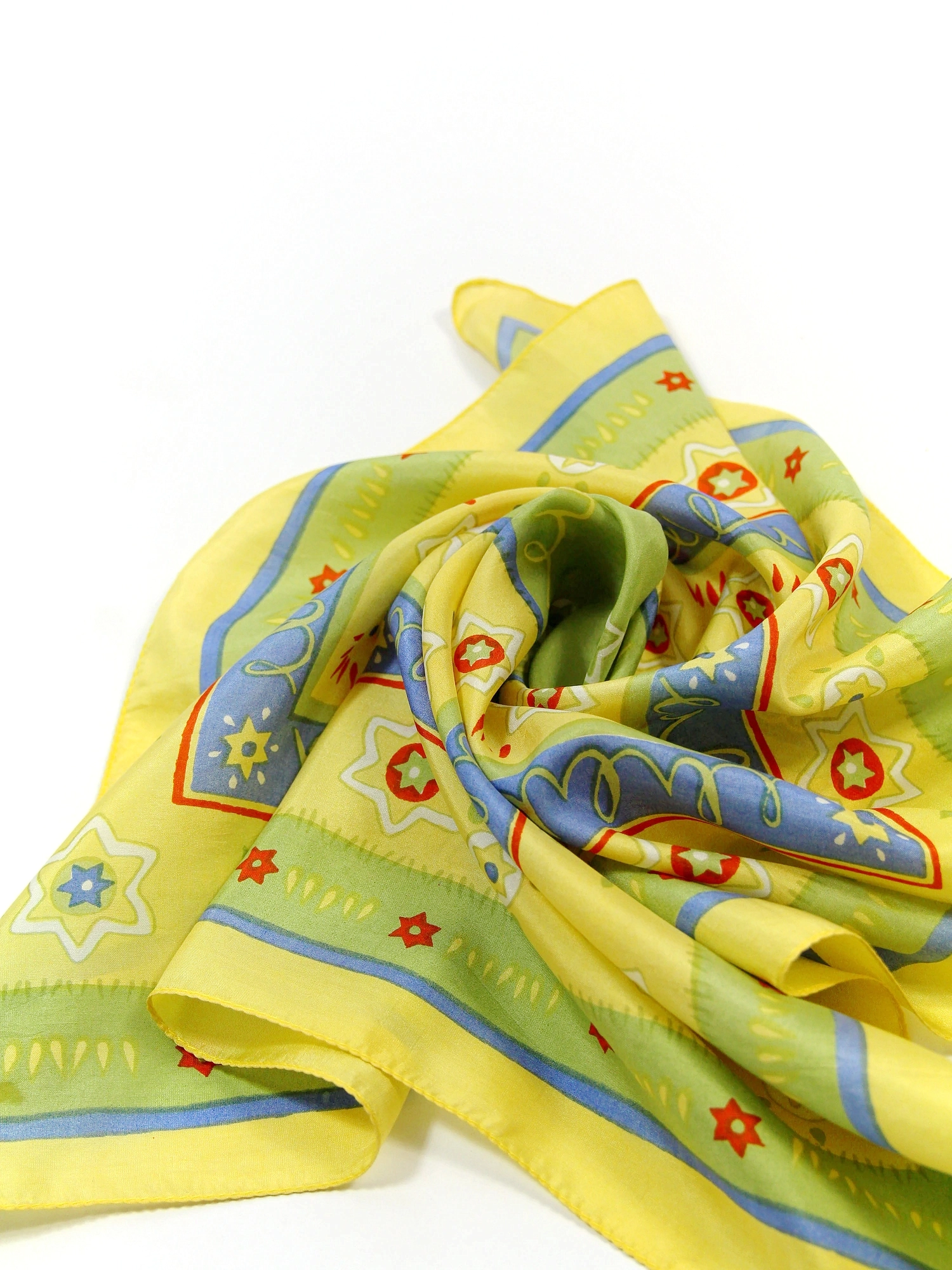 ESARFA VINTAGE DIN MATASE CU PRINT GEOMETRIC FLORAL - imagine 6