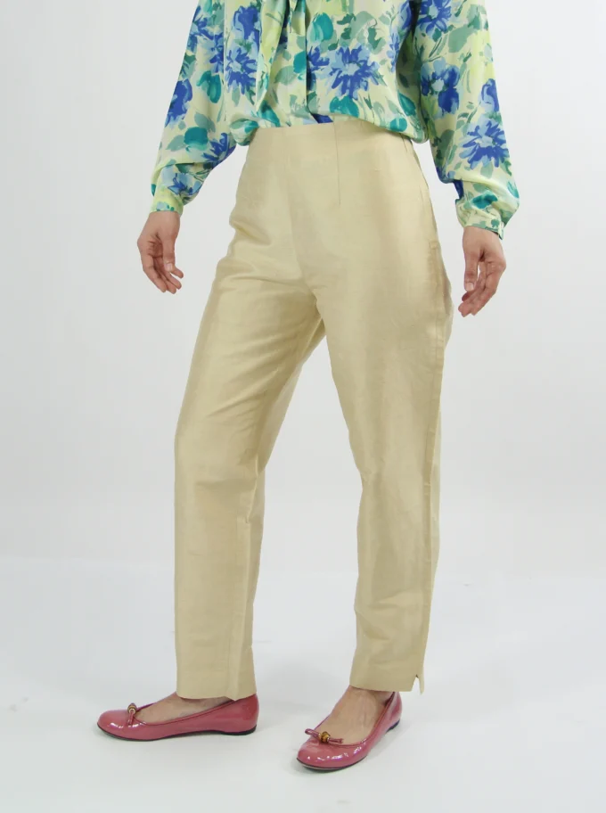 PANTALONI VINTAGE DIN MATASE CU CROI MINIMALIST