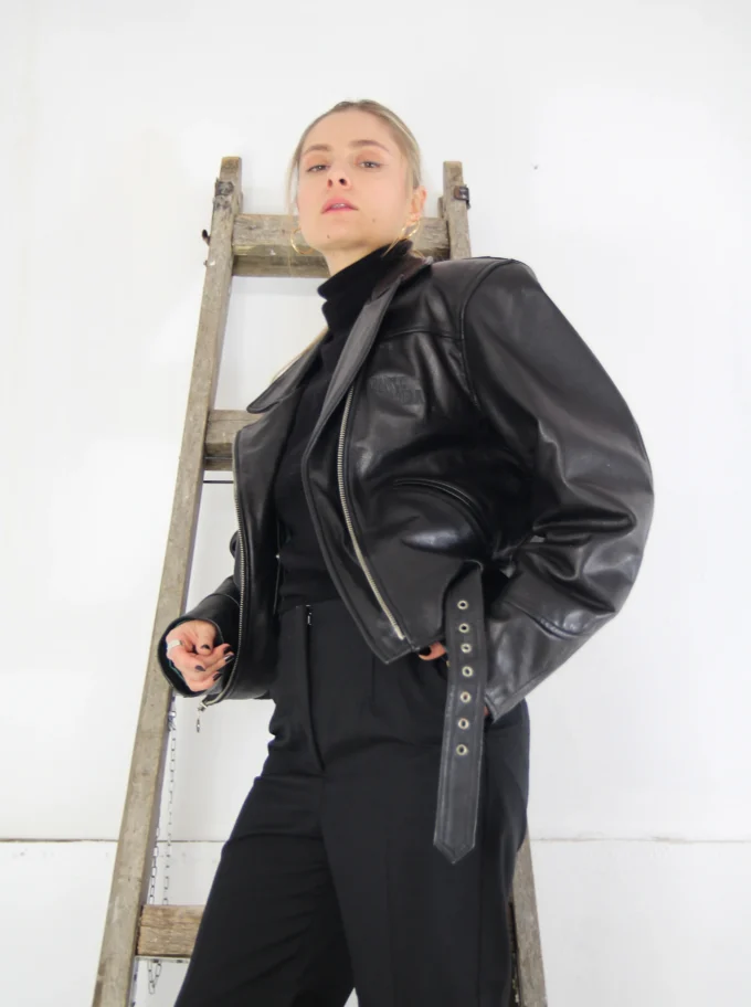 GEACA VINTAGE BIKER DIN PIELE NATURALA