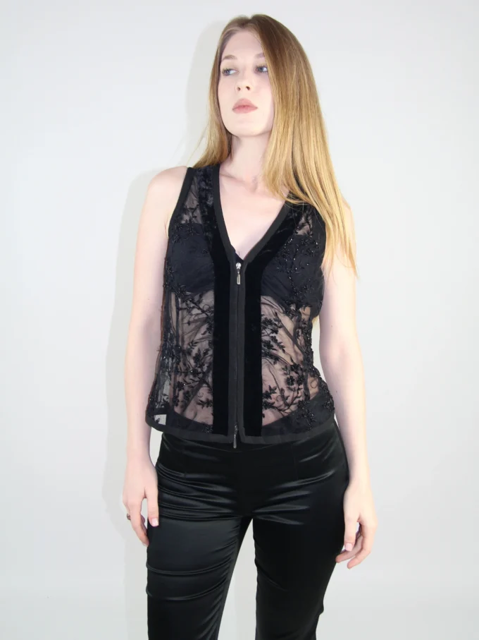 TOP VINTAGE ARMANI COLLEZIONI DIN TULLE BRODAT
