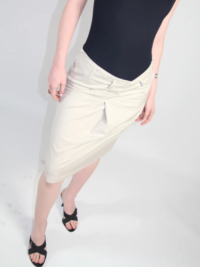 FUSTA JIL SANDER MIDI CU DRAPING CENTRAL