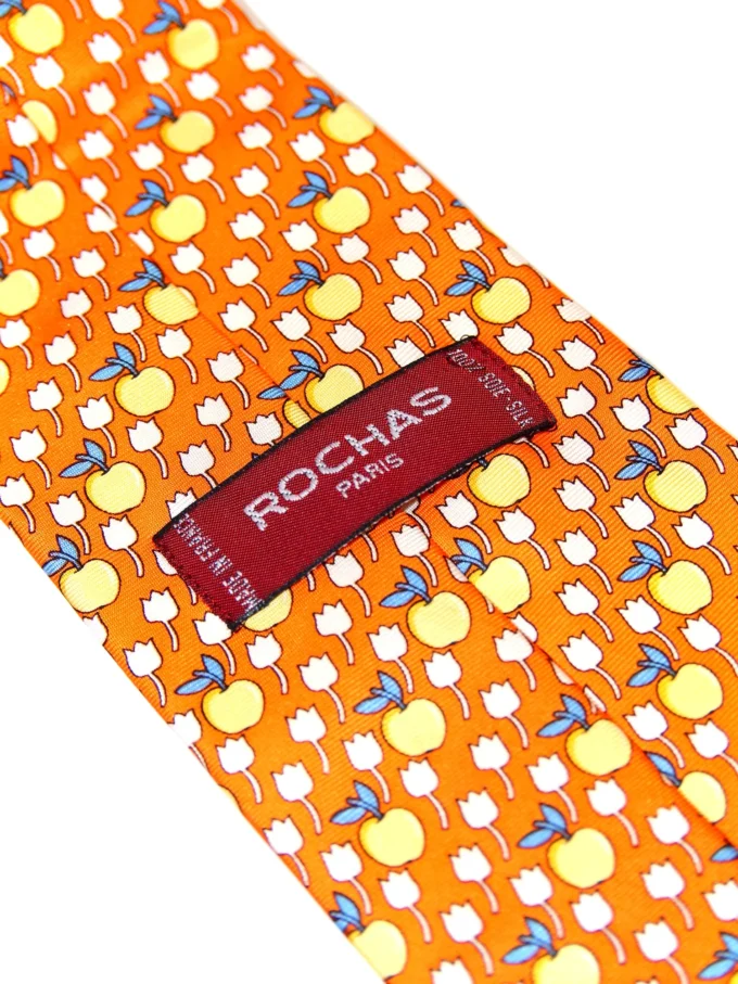 CRAVATA VINTAGE ROCHAS DIN MATASE CU MOTIVE FRUCTE SI FLORI