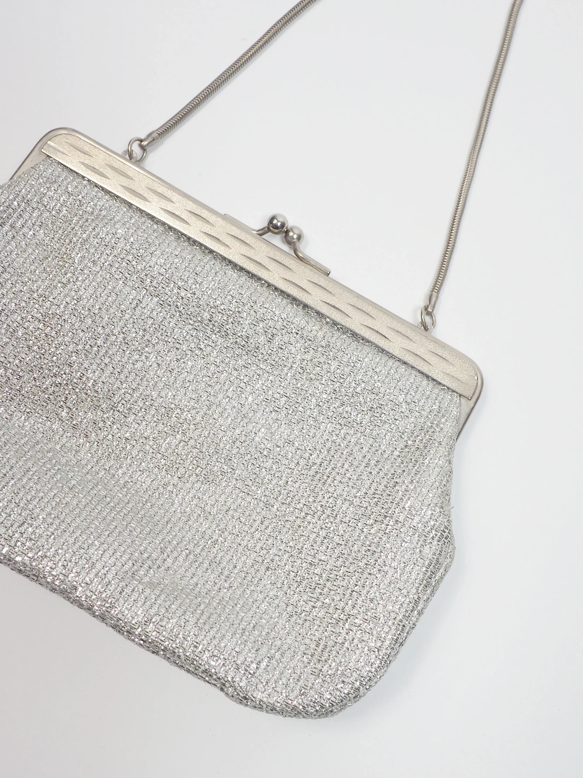 GEANTA CLUTCH VINTAGE DIN LAME SI RAMA METALICA - imagine 5
