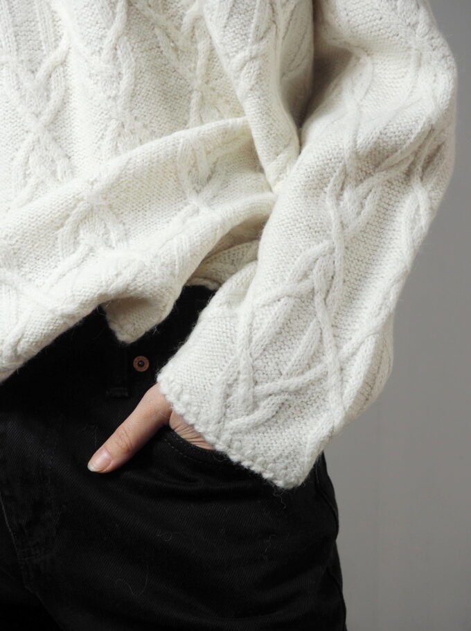 PULOVER MAX&CO MAX MARA CU TORSADE DIN BLEND DE LANA SI ALPACA
