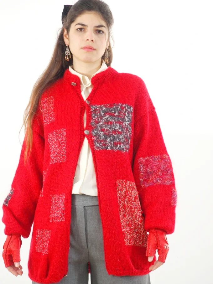 CARDIGAN VINTAGE CU APLICATII DE FIR METALIC